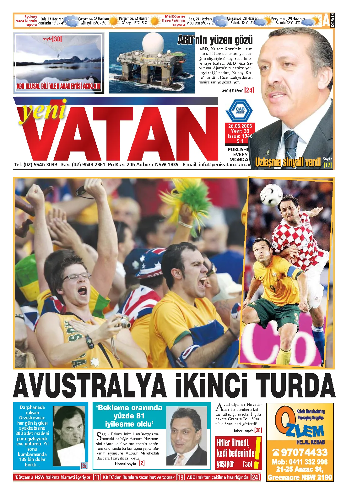 Yeni Vatan – 26 Haziran 2006 – Sayı 1346