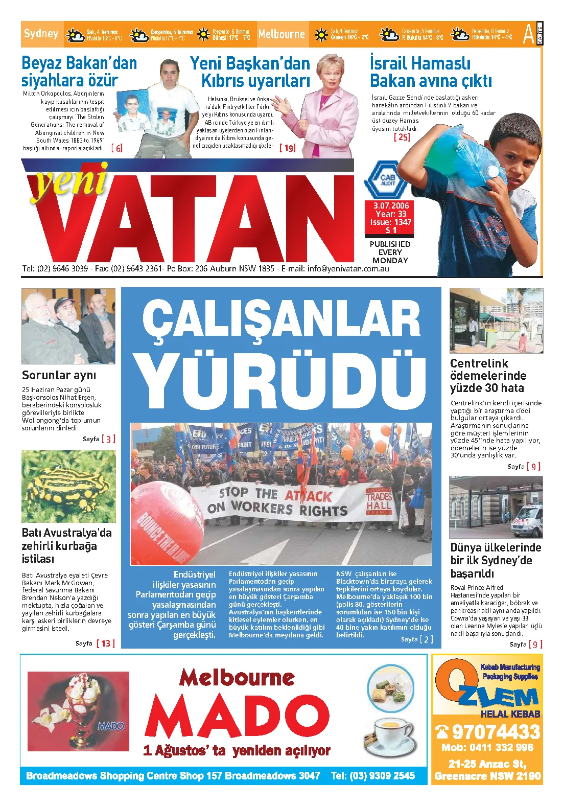 Yeni Vatan – 3 Temmuz 2006 – Sayı 1347