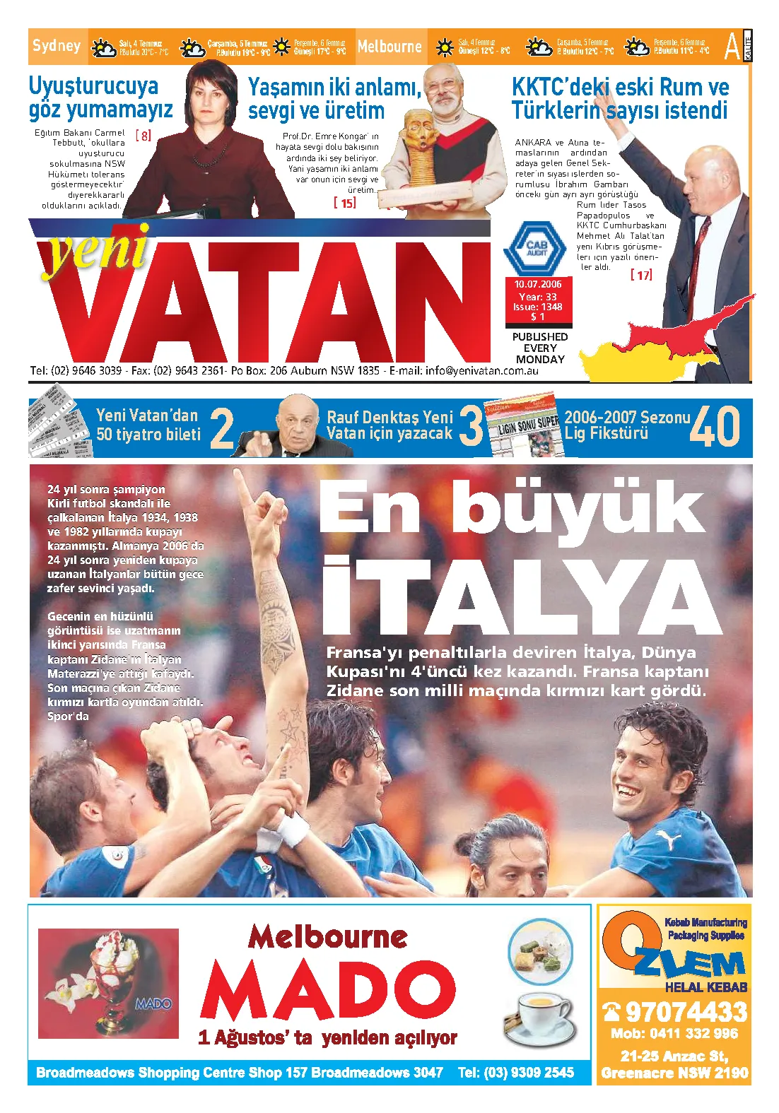 Yeni Vatan – 10 Temmuz 2006 – Sayı 1348