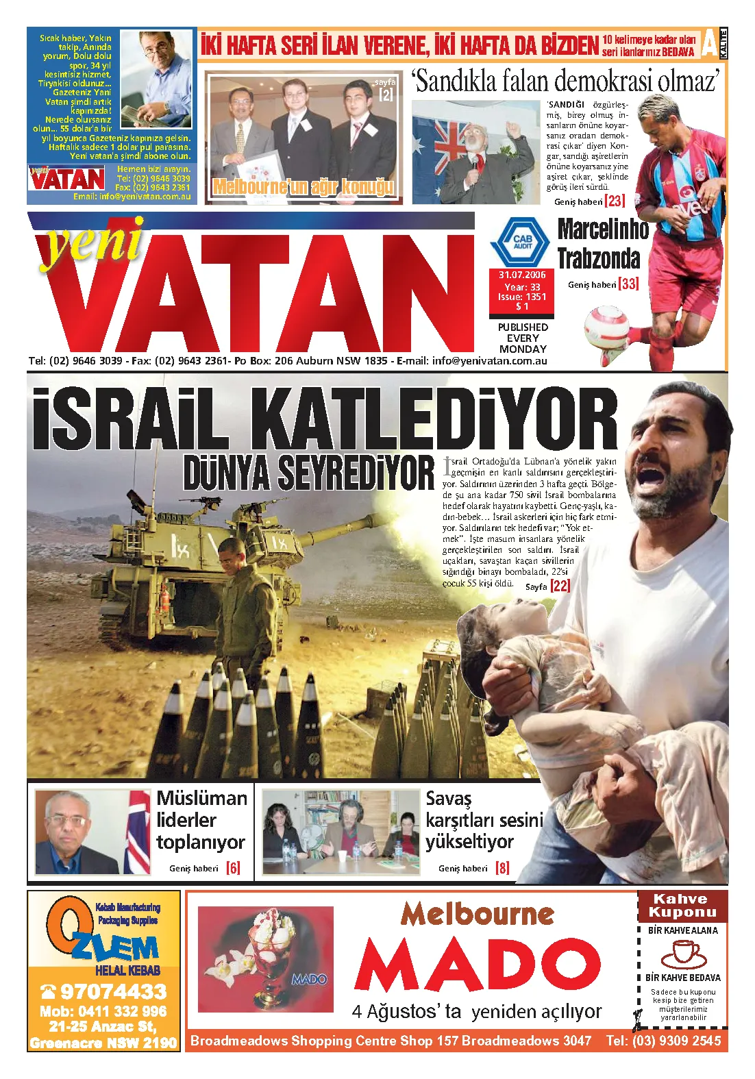 Yeni Vatan – 31 Temmuz 2006 – Sayı 1351