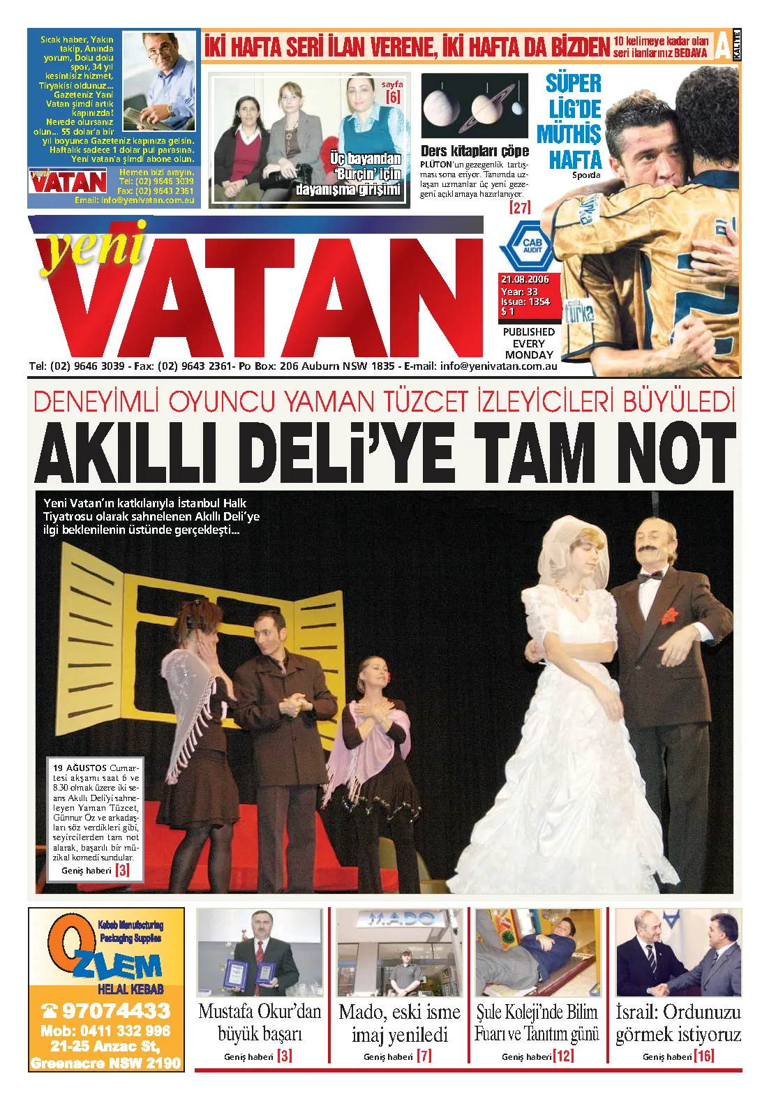 Yeni Vatan – 21 Ağustos 2006 – Sayı 1354