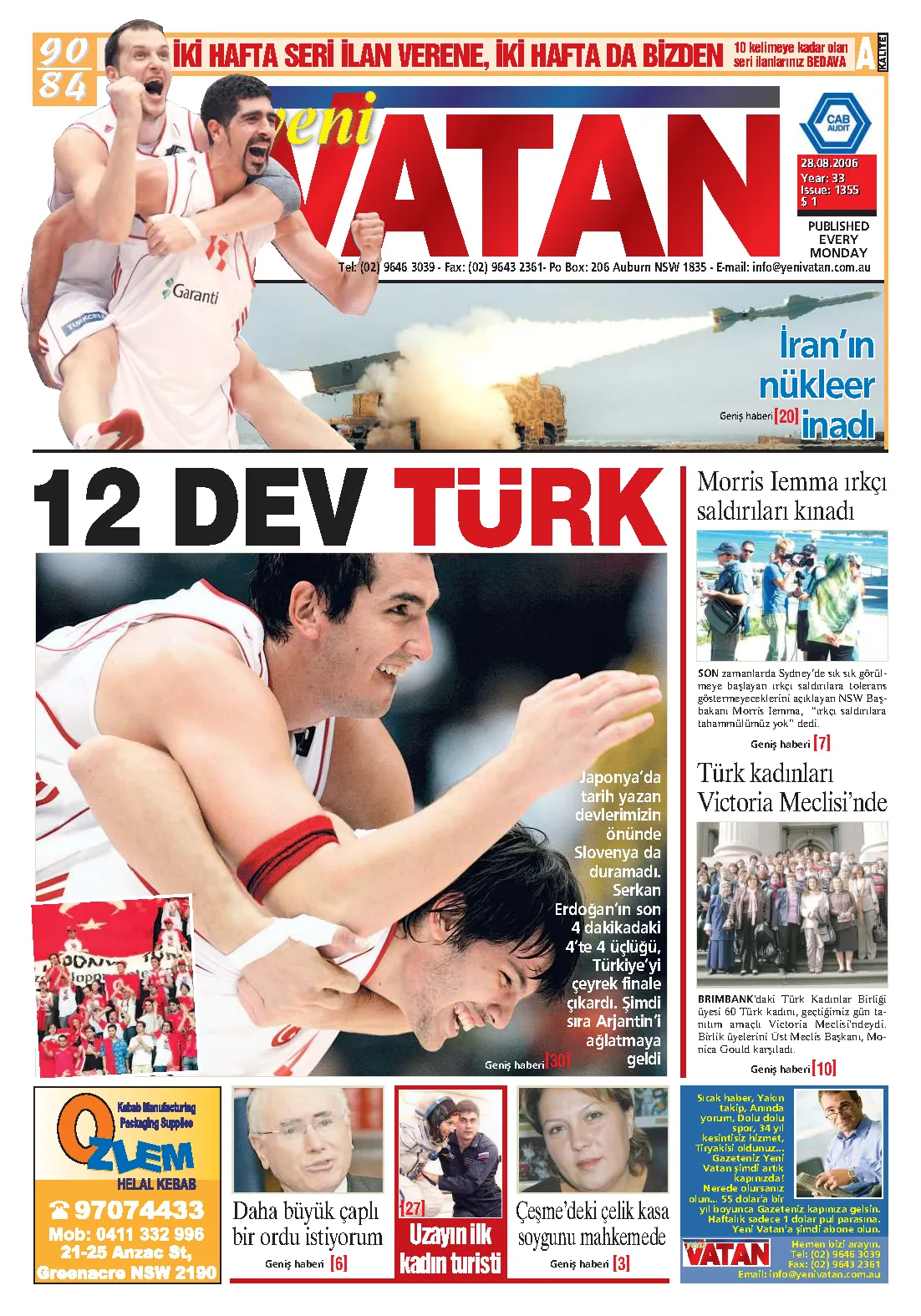 Yeni Vatan – 28 Ağustos 2006 – Sayı 1355