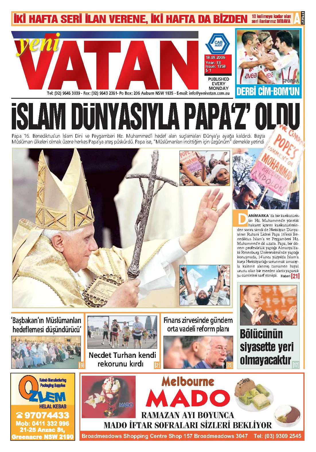 Yeni Vatan – 18 Eylül 2006 – Sayı 1358