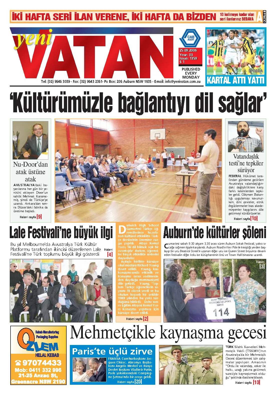 Yeni Vatan – 25 Eylül 2006 – Sayı 1359