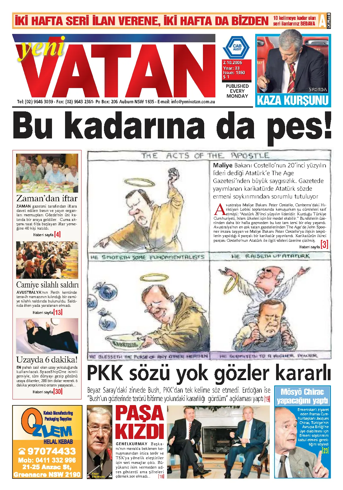 Yeni Vatan – 2 Ekim 2006 – Sayı 1360