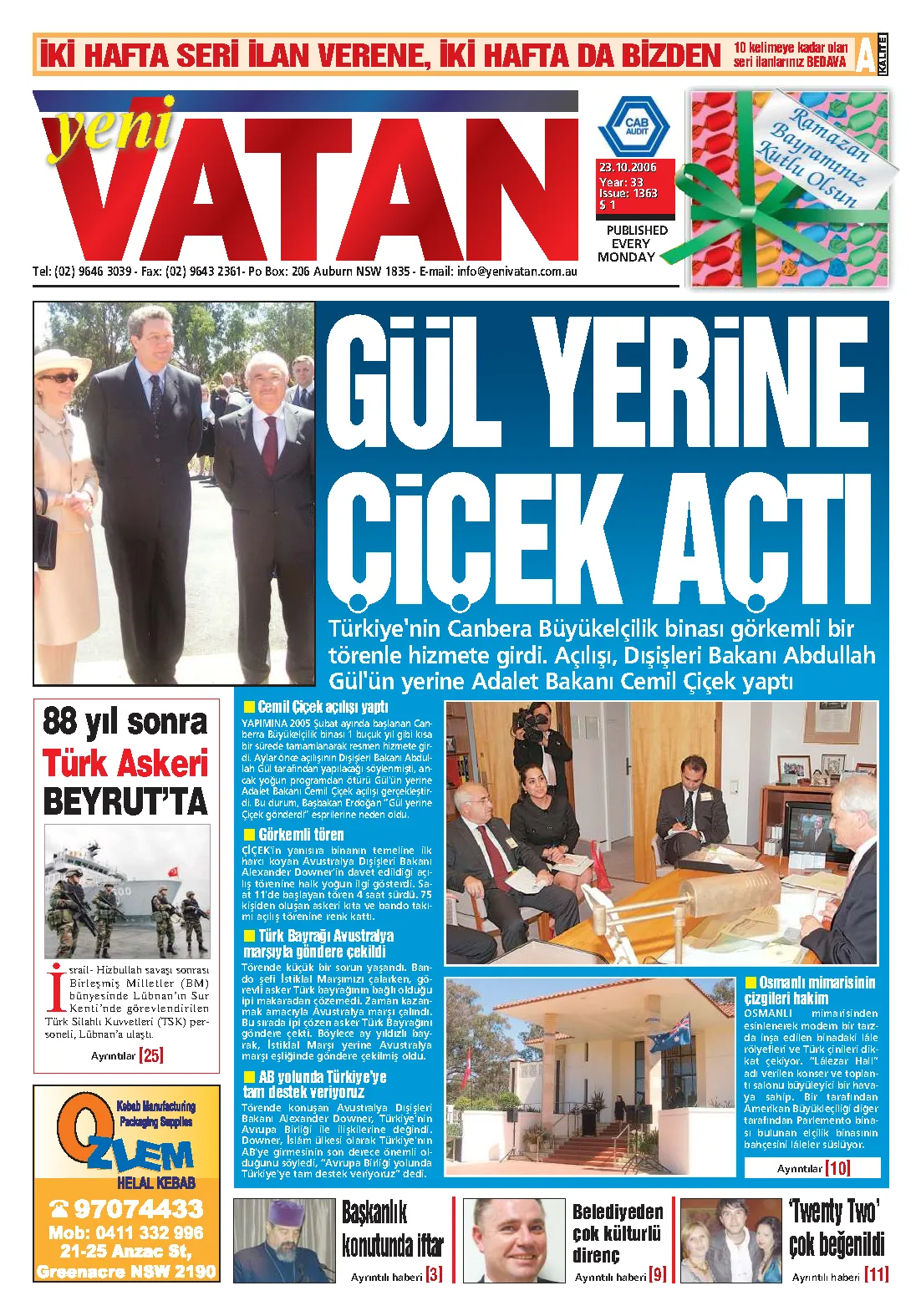 Yeni Vatan – 23 Ekim 2006 – Sayı 1363