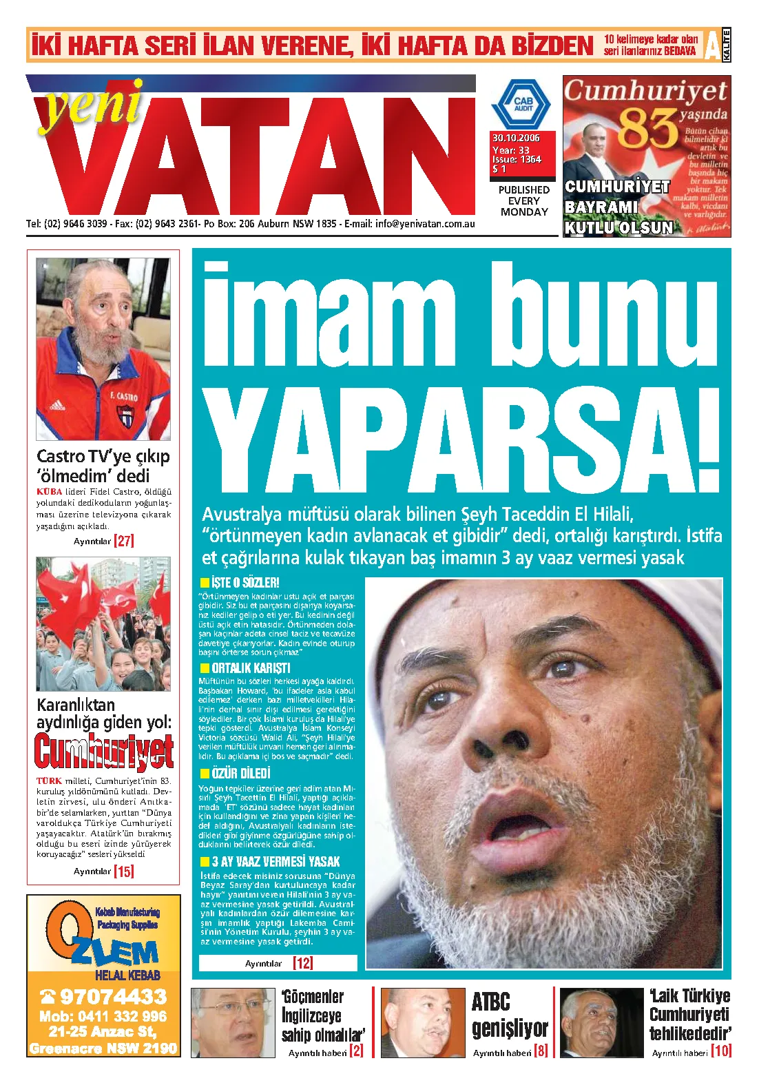 Yeni Vatan – 30 Ekim 2006 – Sayı 1364