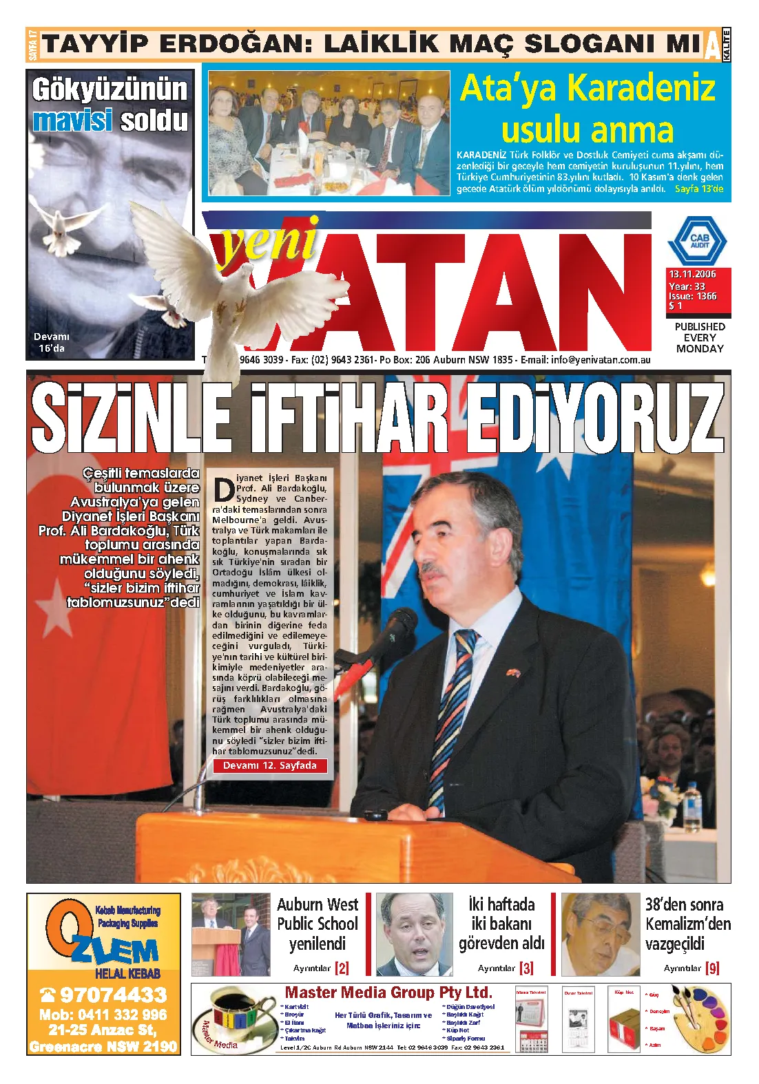 Yeni Vatan – 13 Kasım 2006 – Sayı 1366