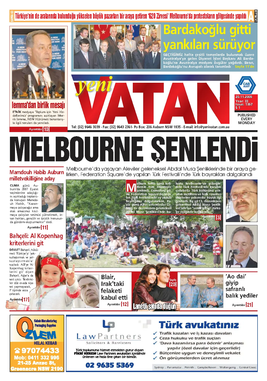 Yeni Vatan – 20 Kasım 2006 – Sayı 1367