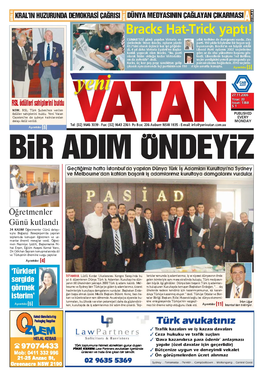 Yeni Vatan – 27 Kasım 2006 – Sayı 1368