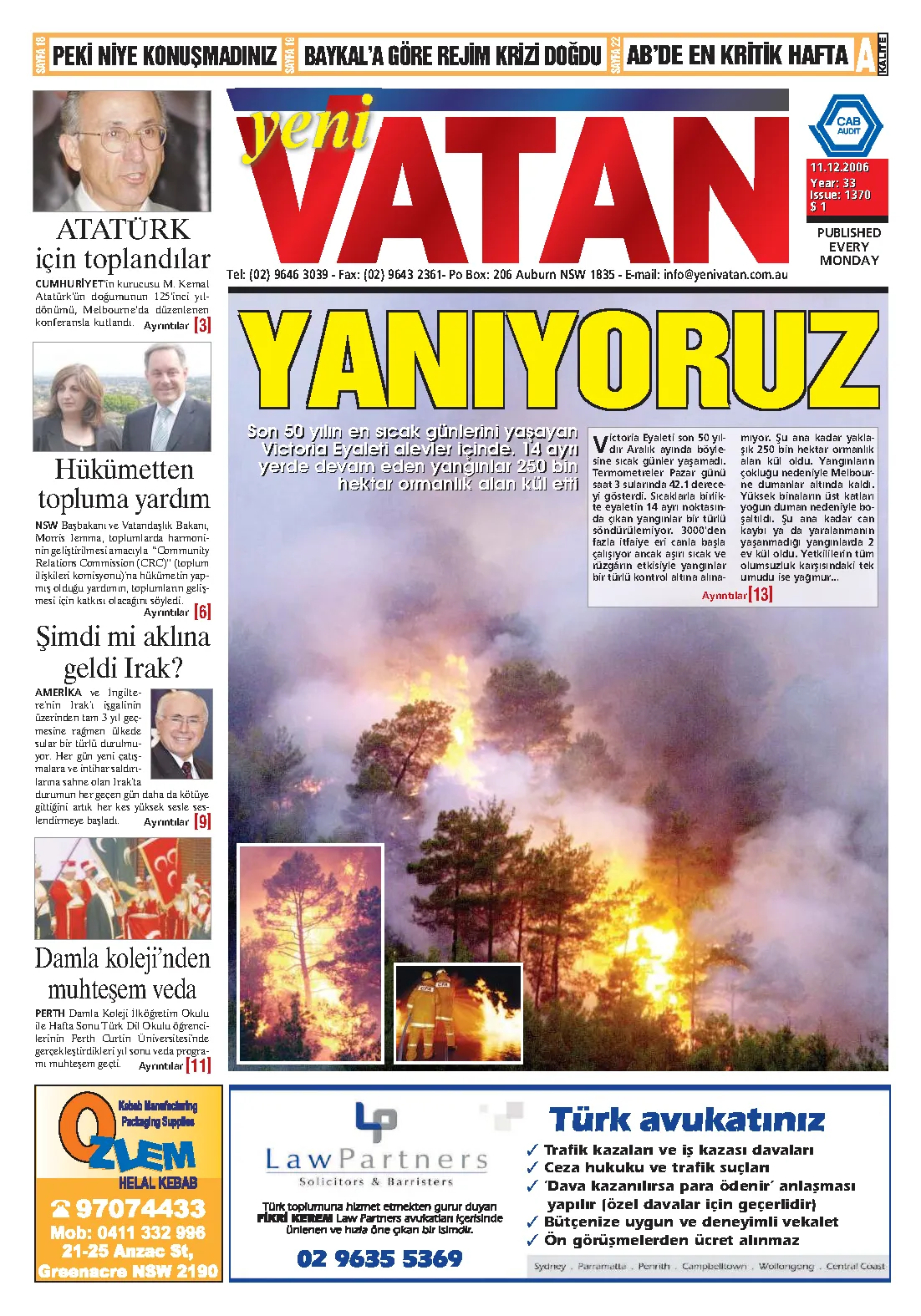 Yeni Vatan – 11 Aralık 2006 – Sayı 1370