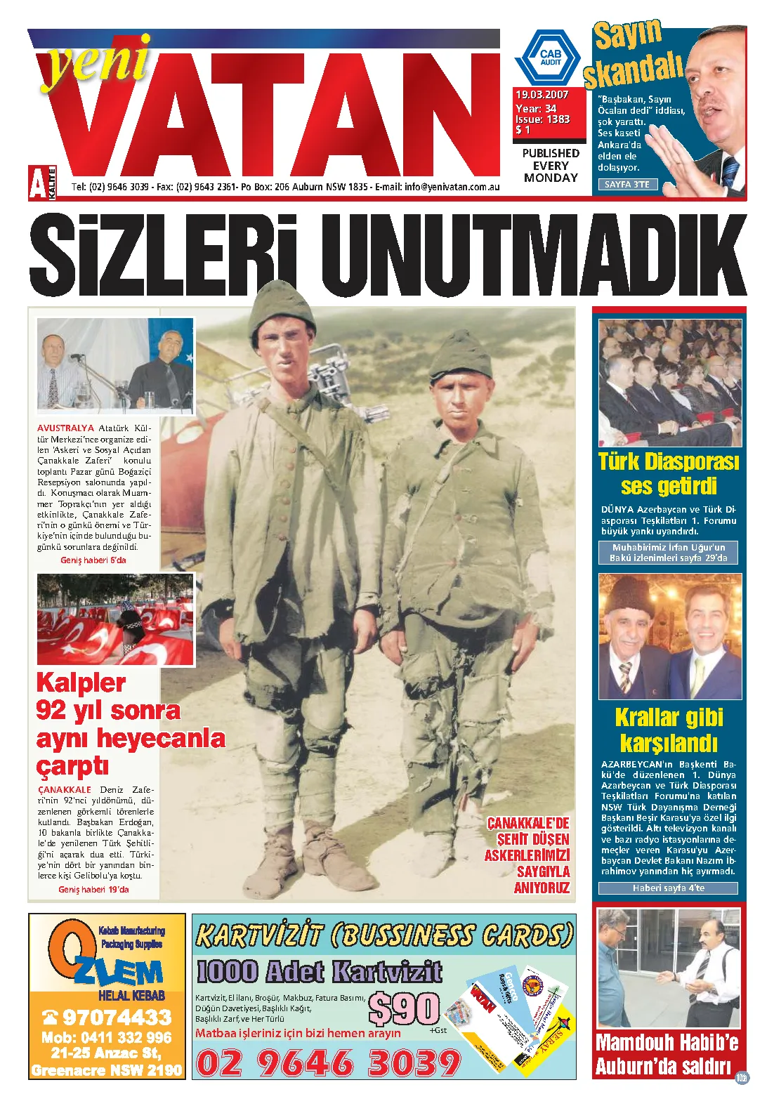 Yeni Vatan – 19 Mart 2007 – Sayı 1383