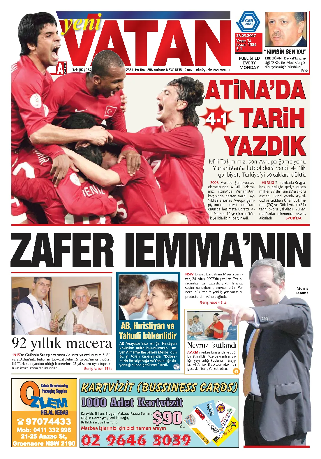 Yeni Vatan – 26 Mart 2007 – Sayı 1384