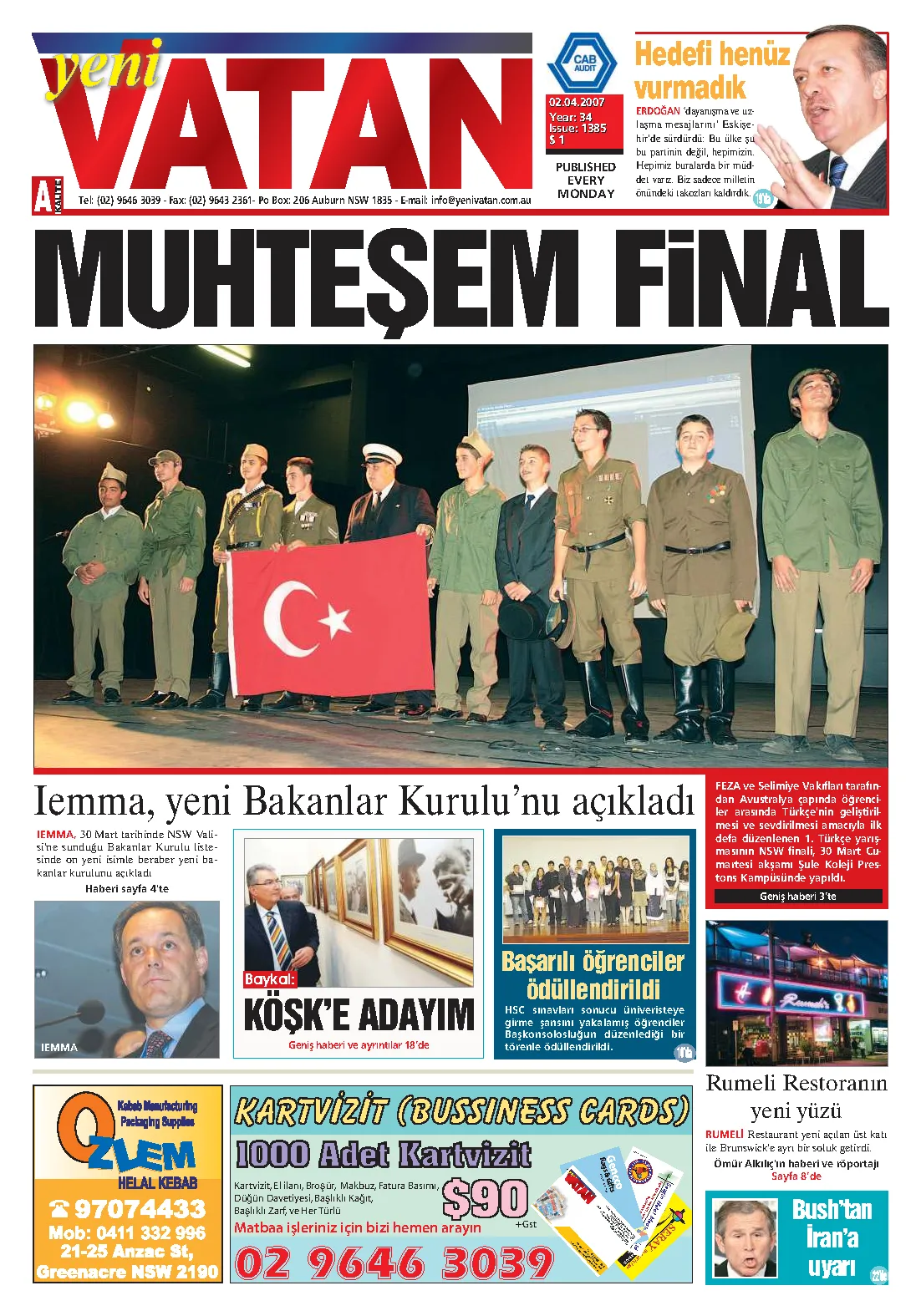 Yeni Vatan – 2 Nisan 2007 – Sayı 1385