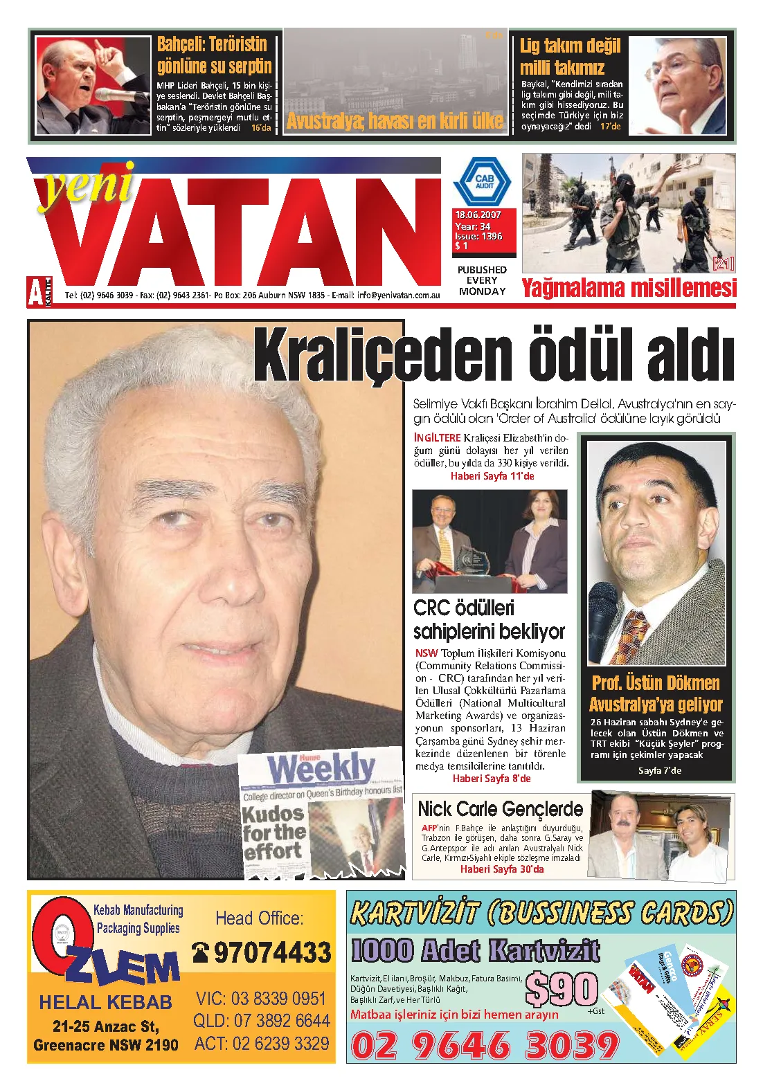 Yeni Vatan – 18 Haziran 2007 – Sayı 1396