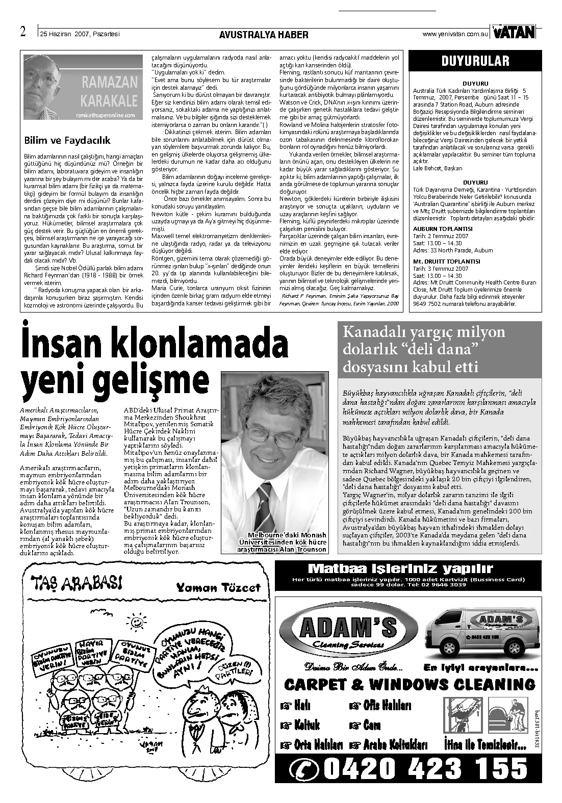 Yeni Vatan – 25 Haziran 2007 – Sayı 1397