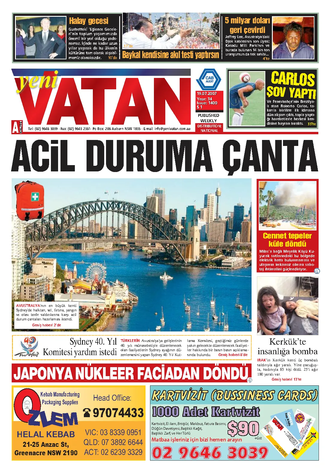 Yeni Vatan – 19 Temmuz 2007 – Sayı 1400
