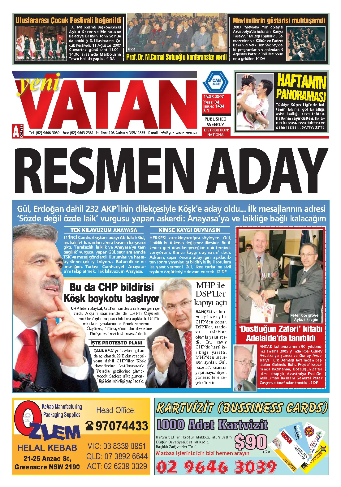 Yeni Vatan – 16 Ağustos 2007 – Sayı 1404
