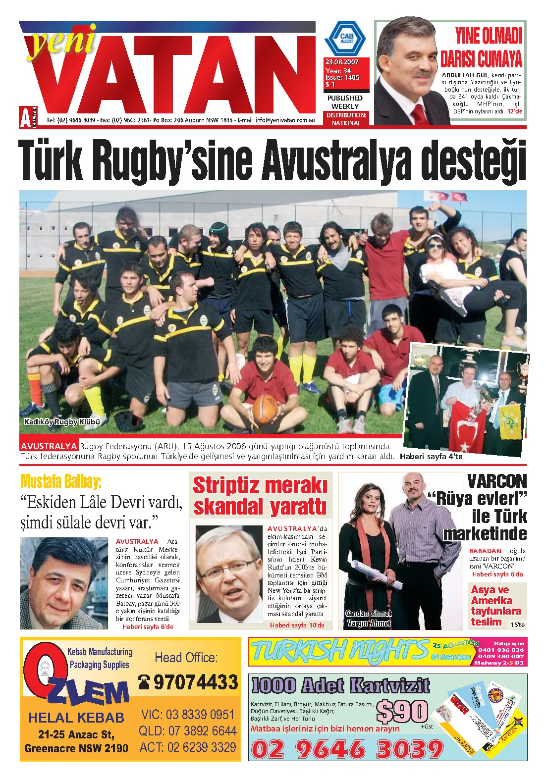 Yeni Vatan – 23 Ağustos 2007 – Sayı 1405