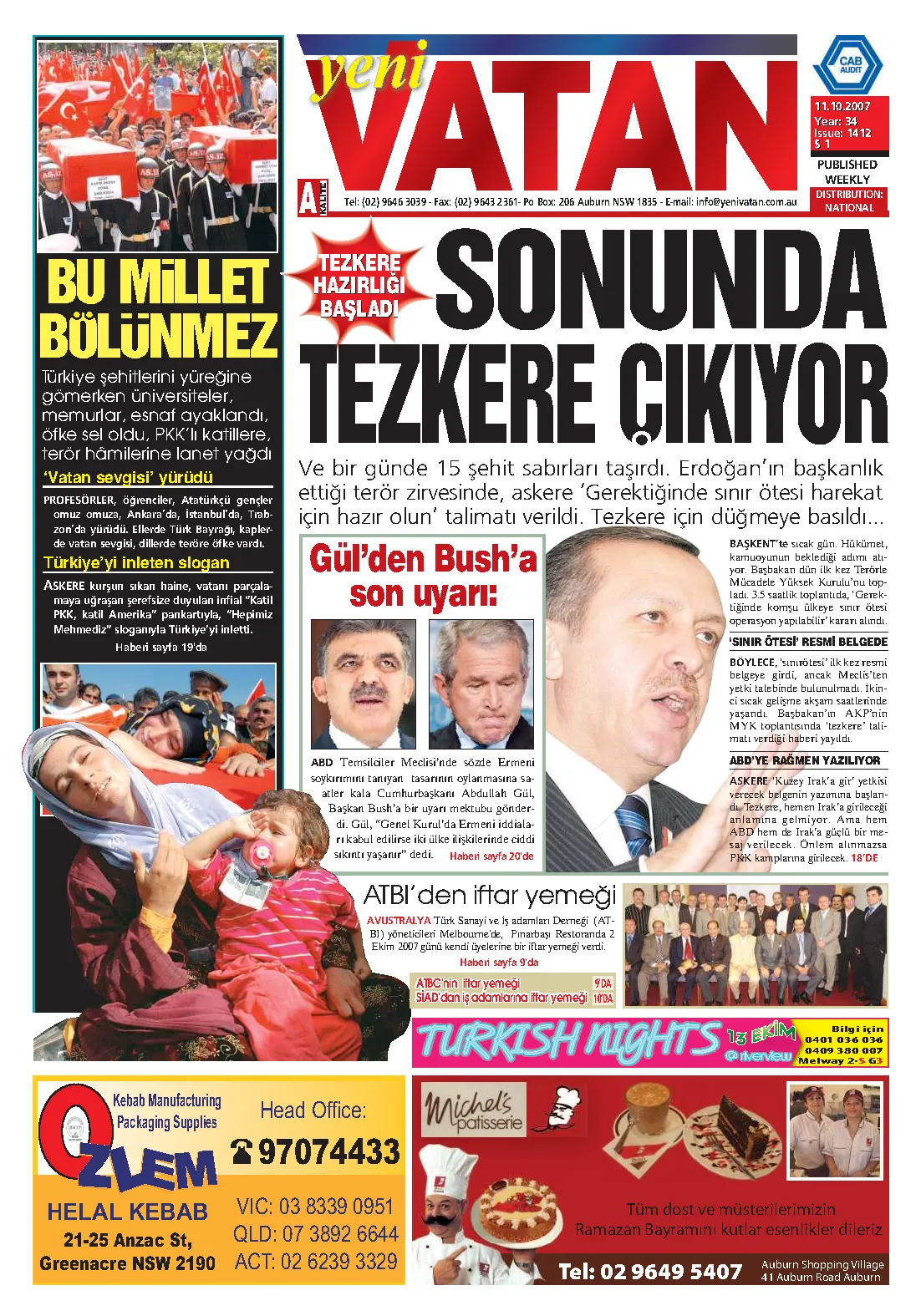 Yeni Vatan – 11 Ekim 2007 – Sayı 1412