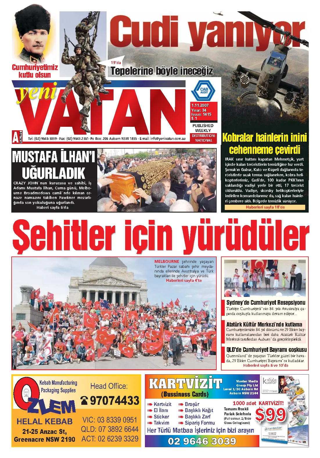 Yeni Vatan – 1 Kasım 2007 – Sayı 1415