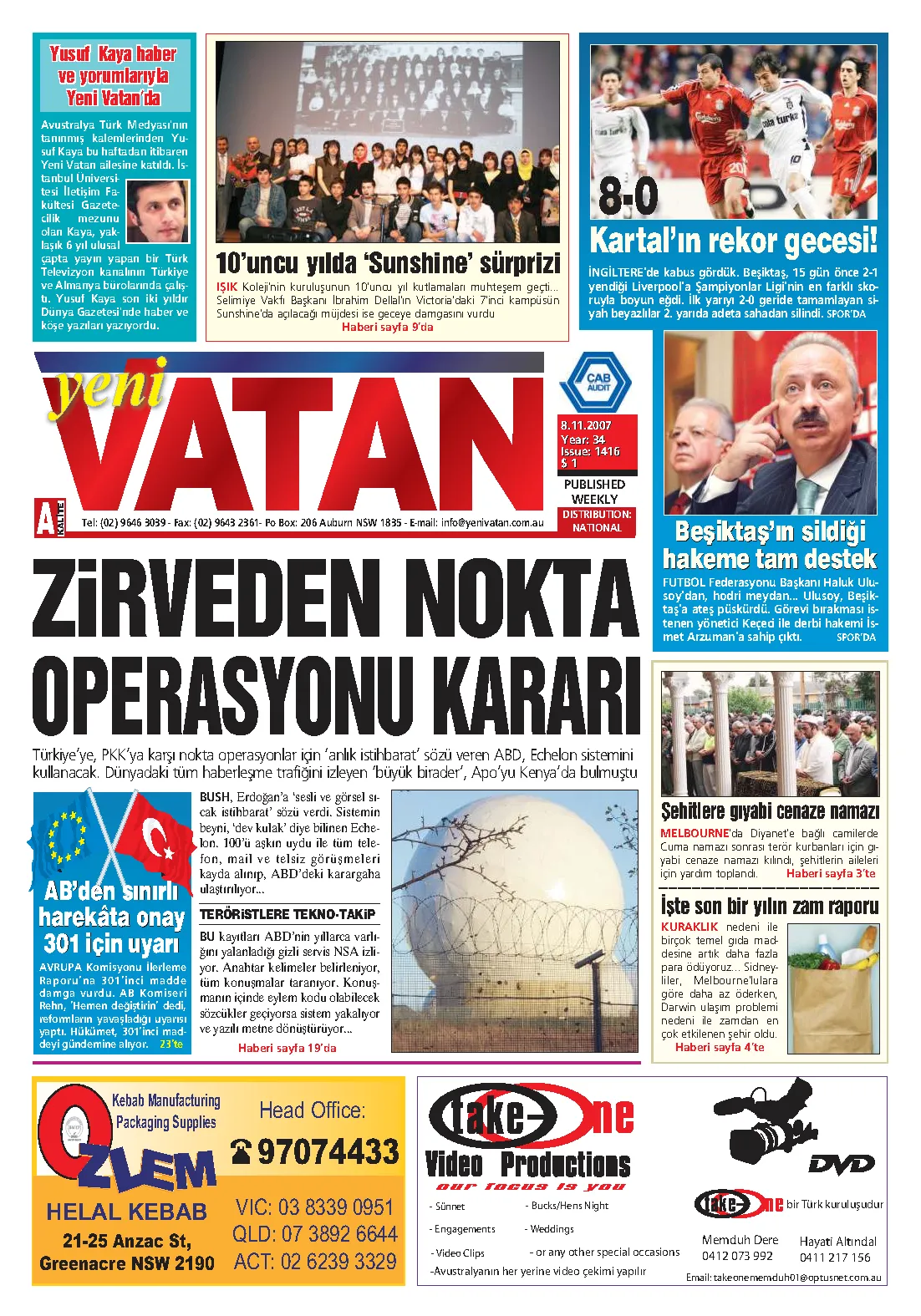 Yeni Vatan – 8 Kasım 2007 – Sayı 1416