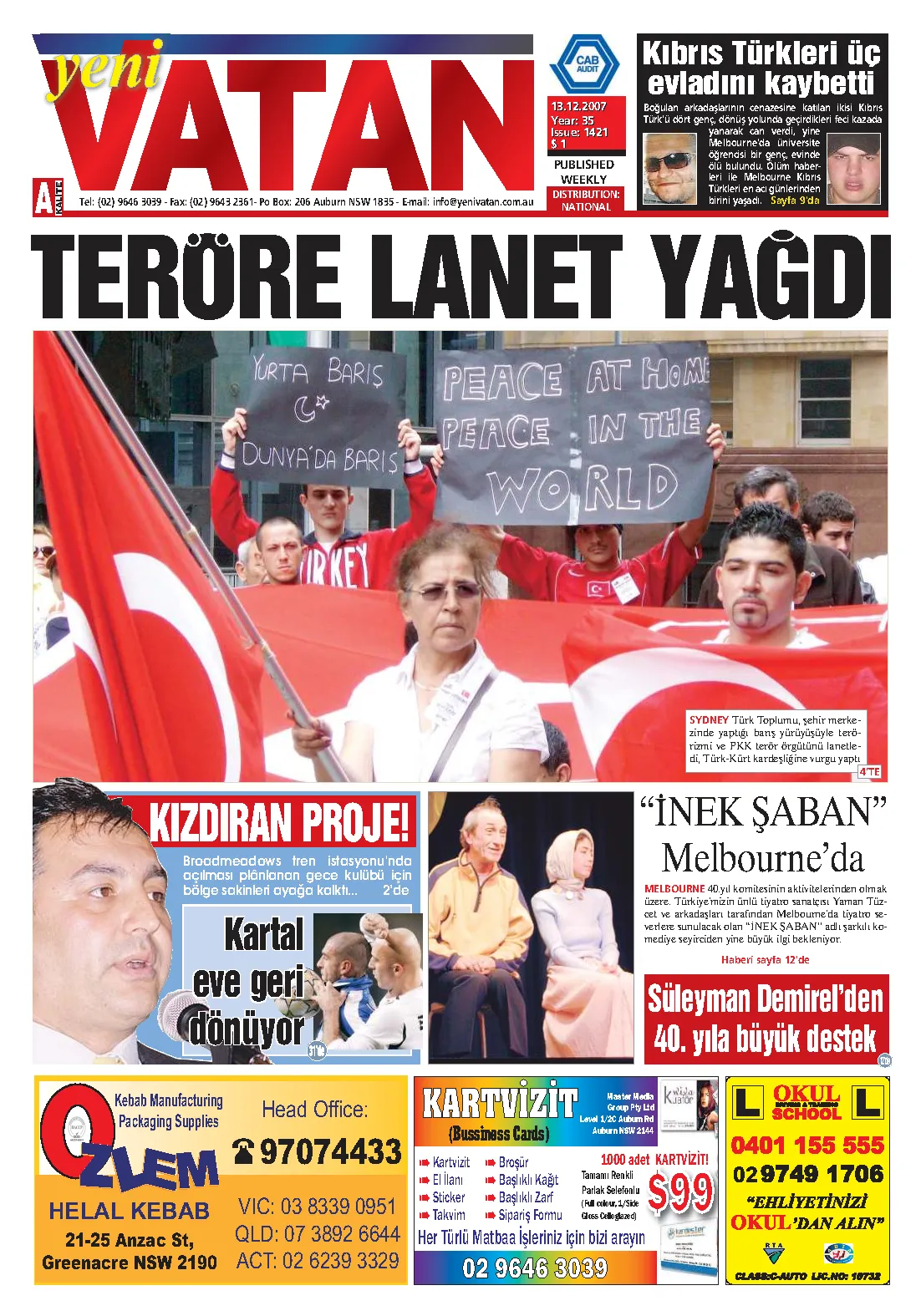 Yeni Vatan – 13 Aralık 2007 – Sayı 1421