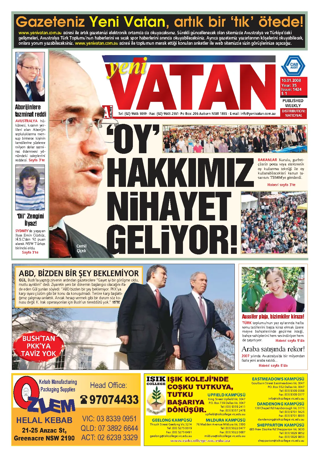 Yeni Vatan – 10 Ocak 2008 – Sayı 1424