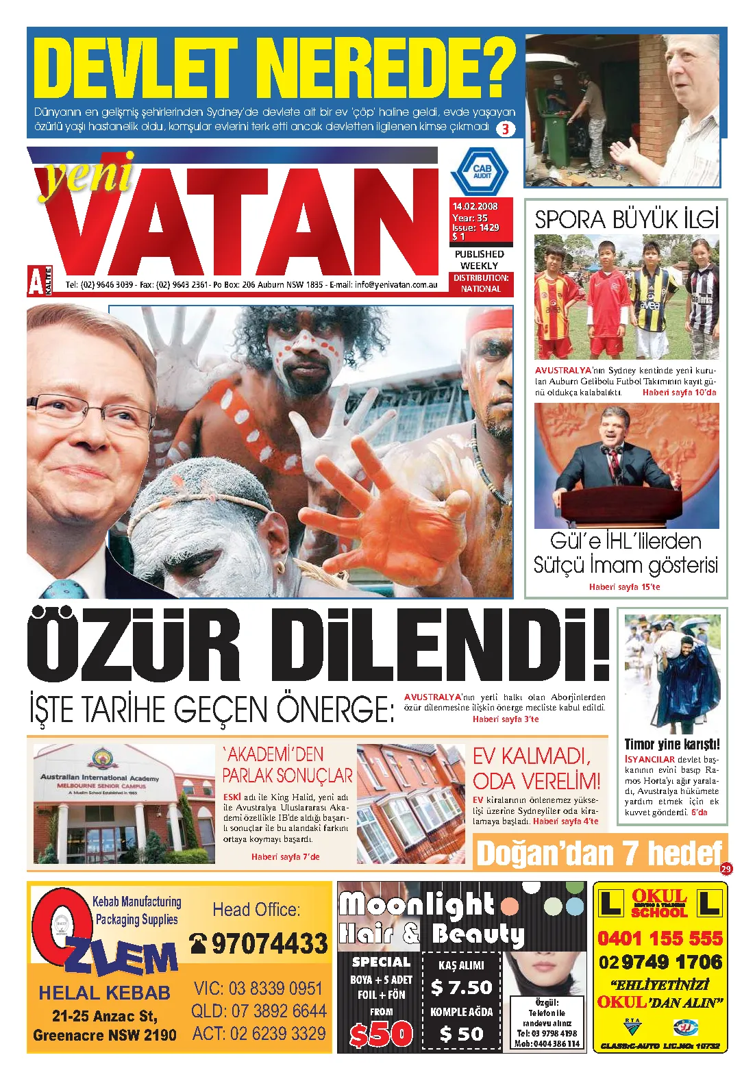 Yeni Vatan – 14 Şubat 2008 – Sayı 1429