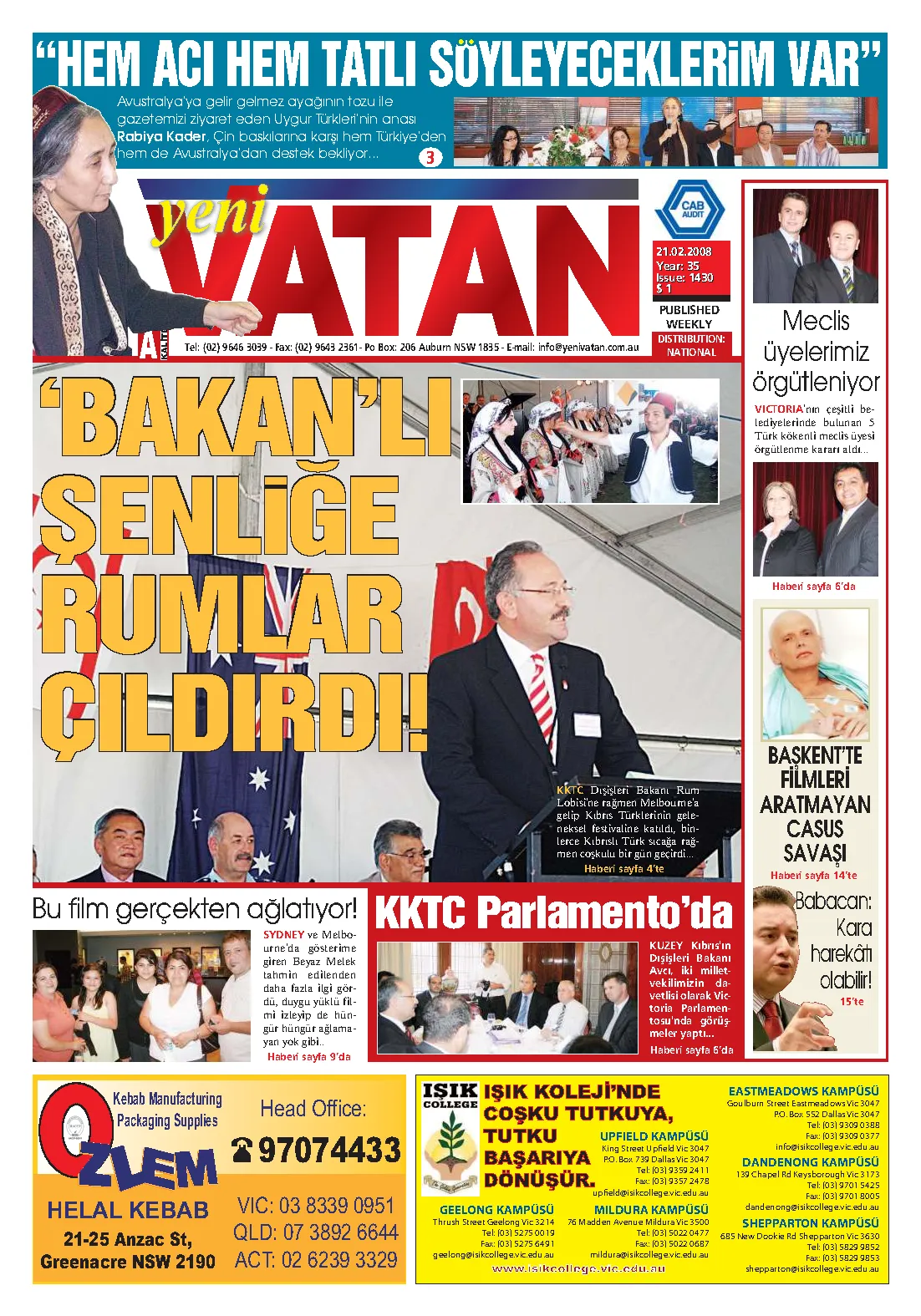Yeni Vatan – 21 Şubat 2008 – Sayı 1430