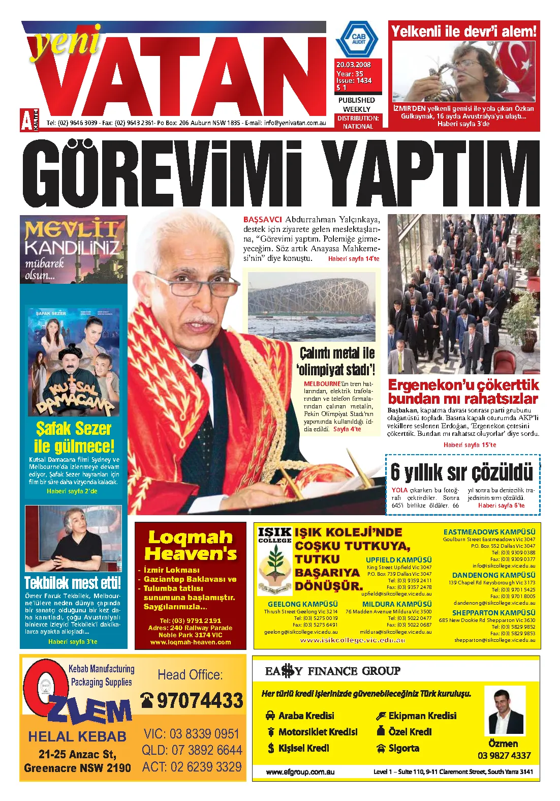 Yeni Vatan – 20 Mart 2008 – Sayı 1434
