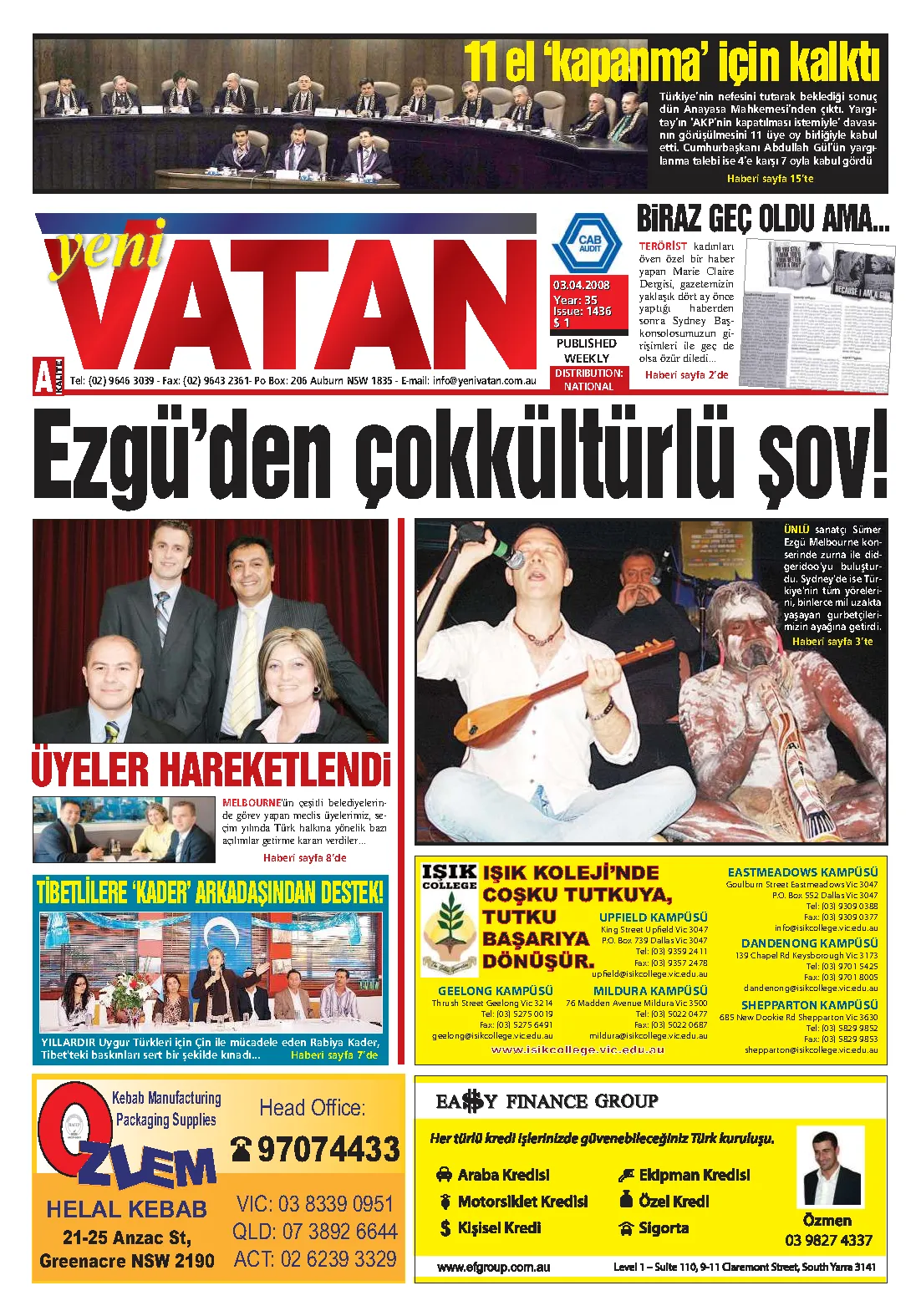 Yeni Vatan – 3 Nisan 2008 – Sayı 1436