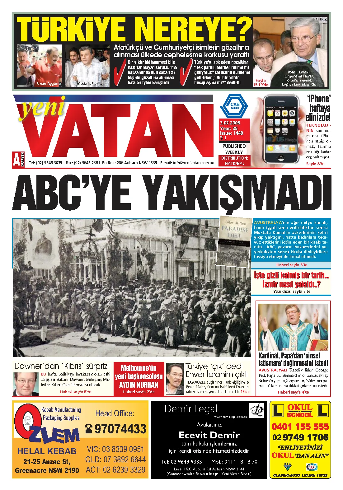 Yeni Vatan – 3 Temmuz 2008 – Sayı 1449