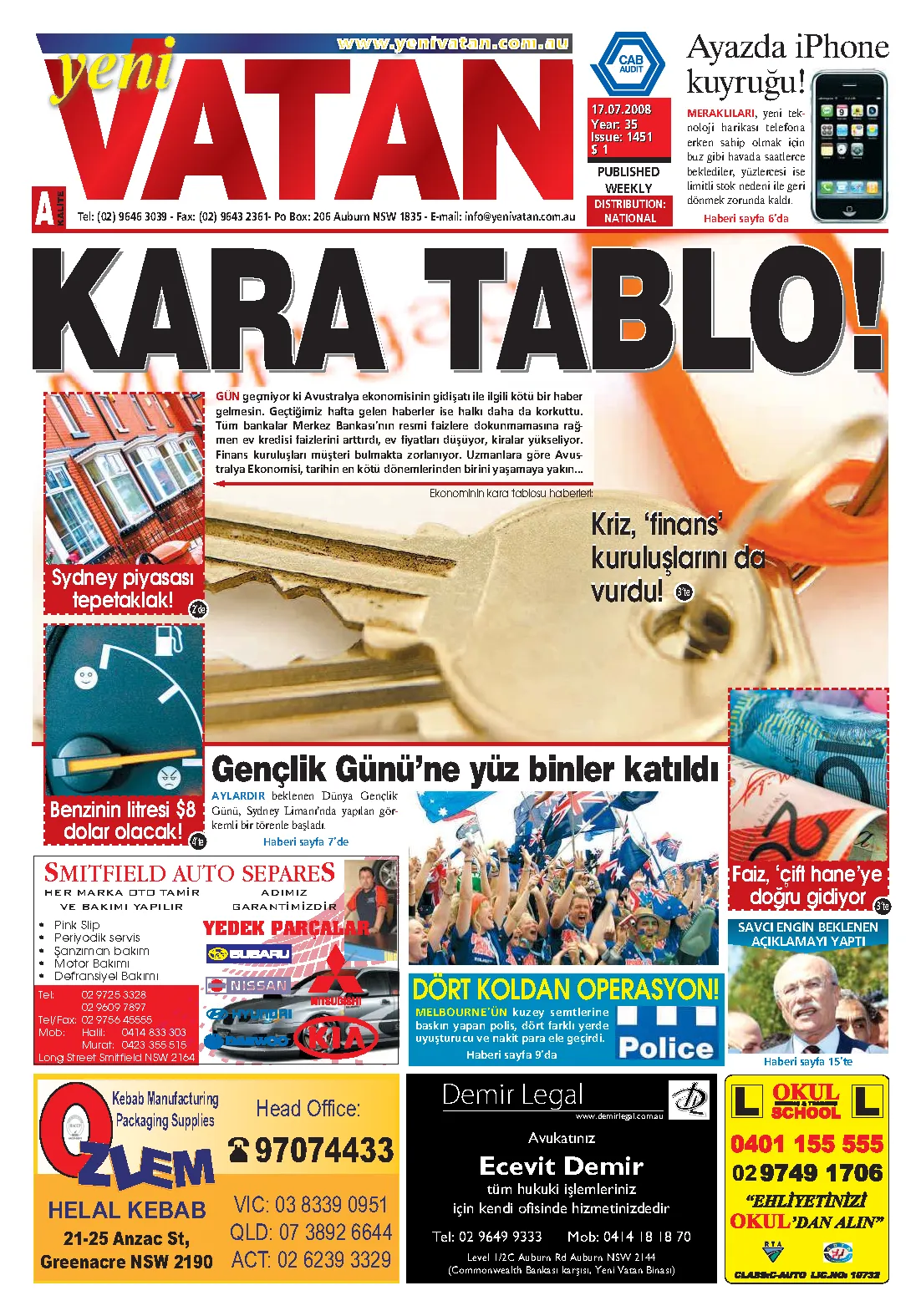 Yeni Vatan – 17 Temmuz 2008 – Sayı 1451