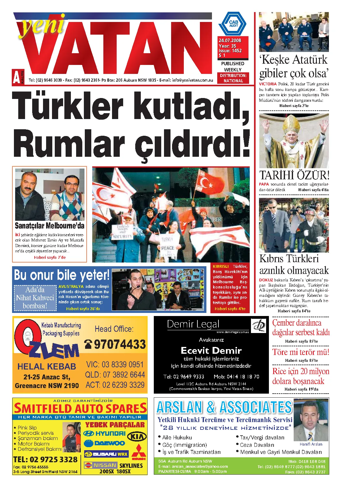 Yeni Vatan – 24 Temmuz 2008 – Sayı 1452