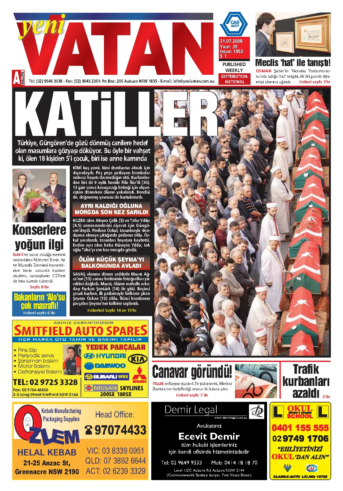 Yeni Vatan – 31 Temmuz 2008 – Sayı 1453