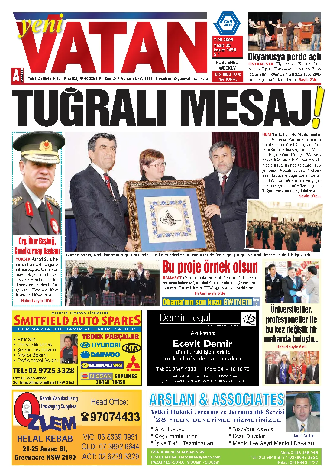 Yeni Vatan – 7 Ağustos 2008 – Sayı 1454