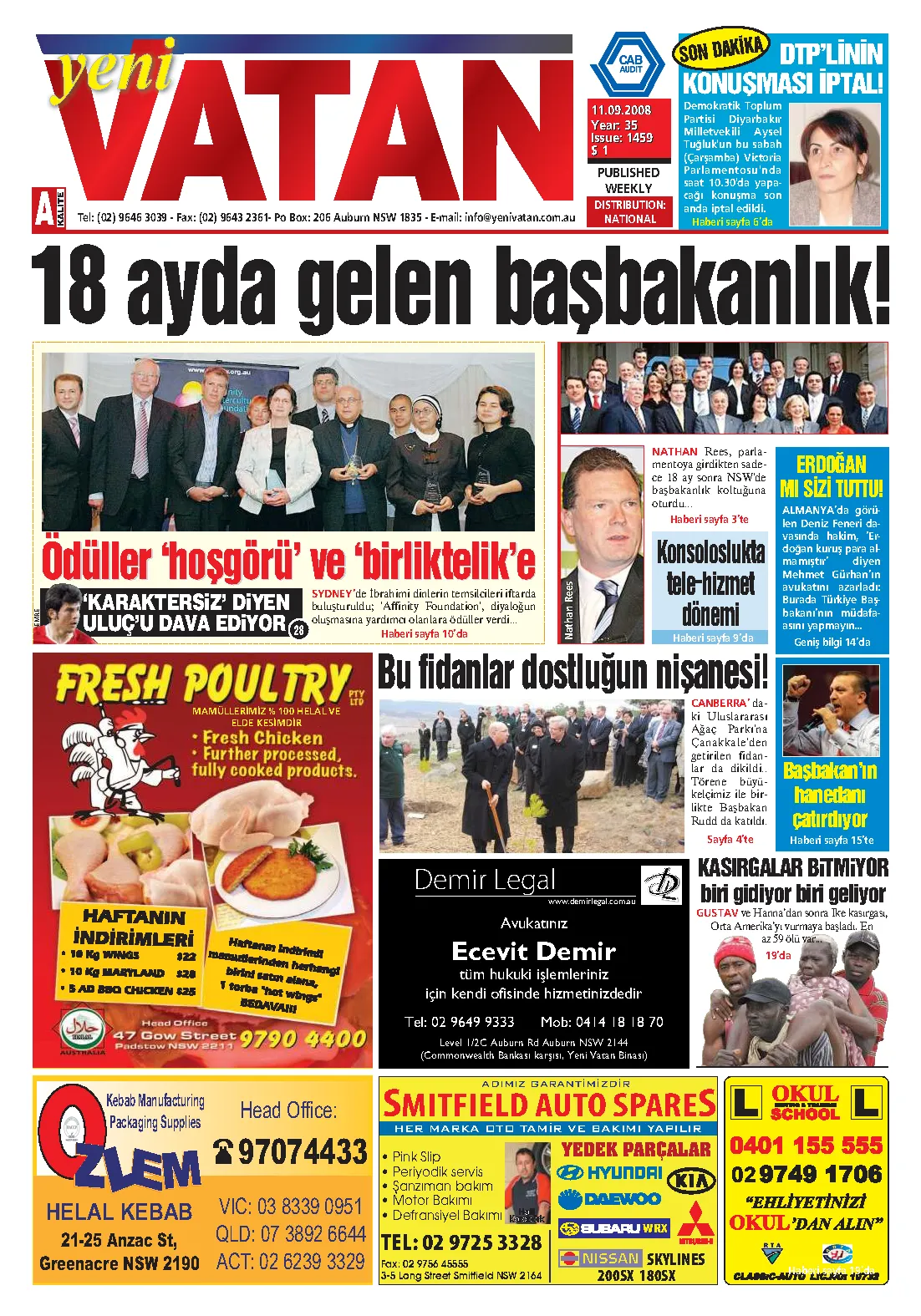 Yeni Vatan – 11 Eylül 2008 – Sayı 1459
