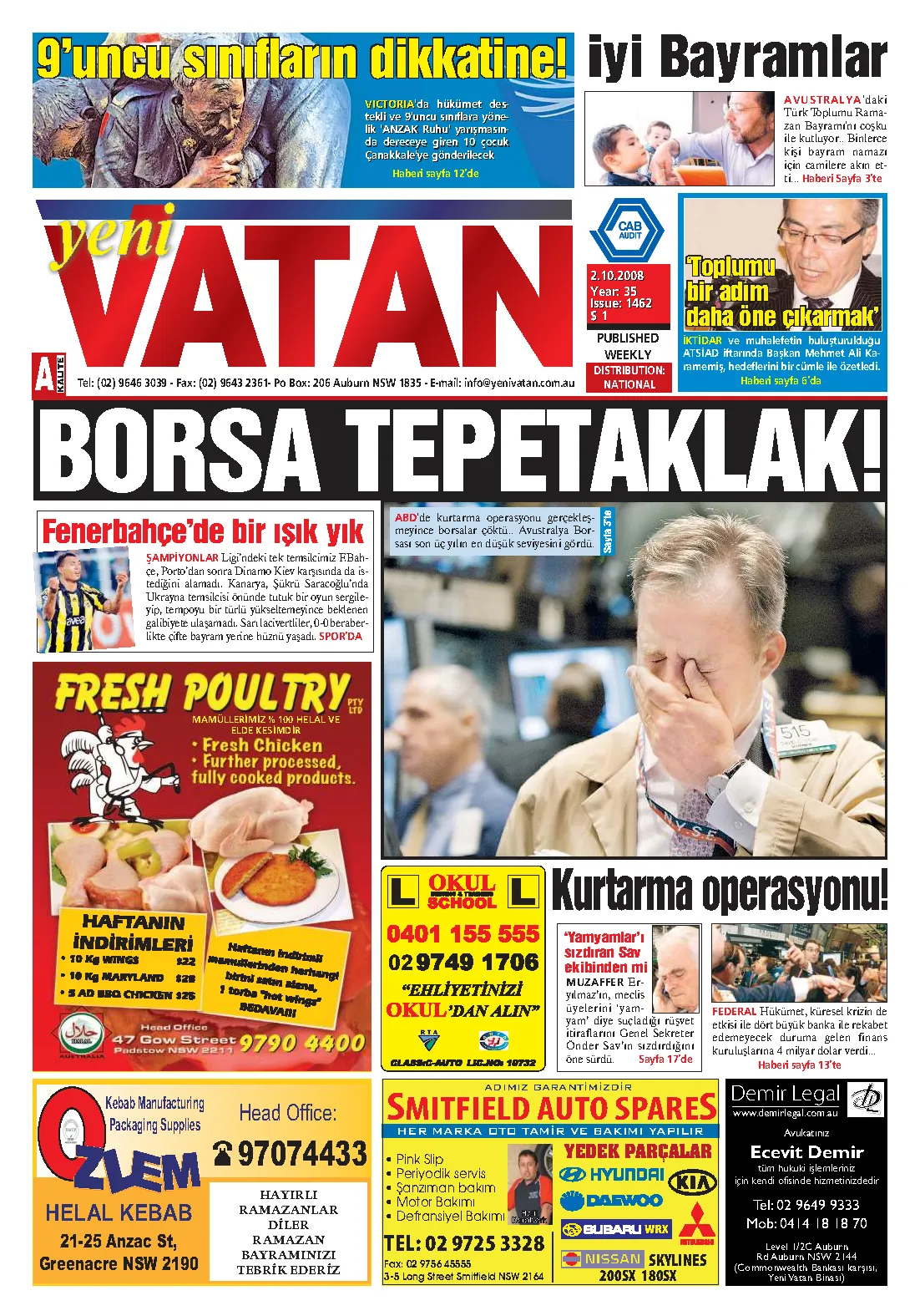 Yeni Vatan – 2 Ekim 2008 – Sayı 1462