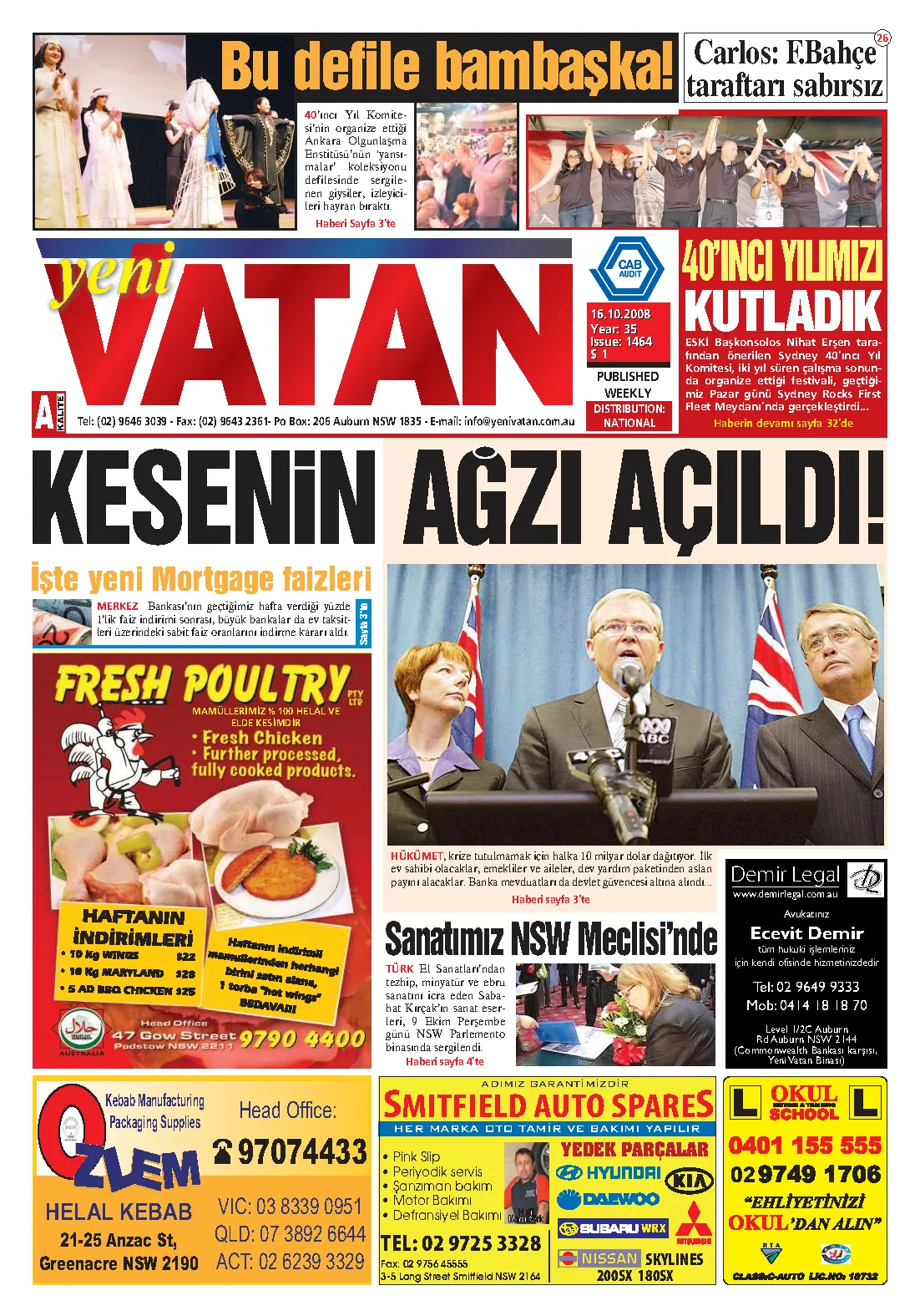 Yeni Vatan – 16 Ekim 2008 – Sayı 1464