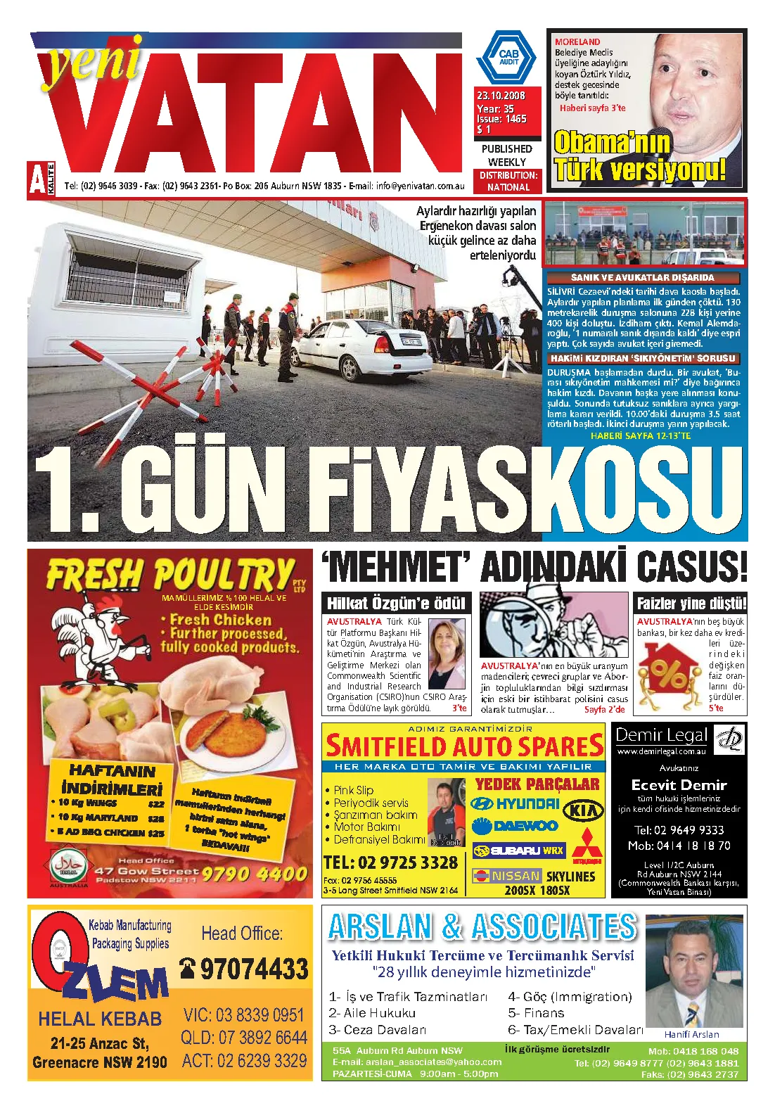 Yeni Vatan – 23 Ekim 2008 – Sayı 1465
