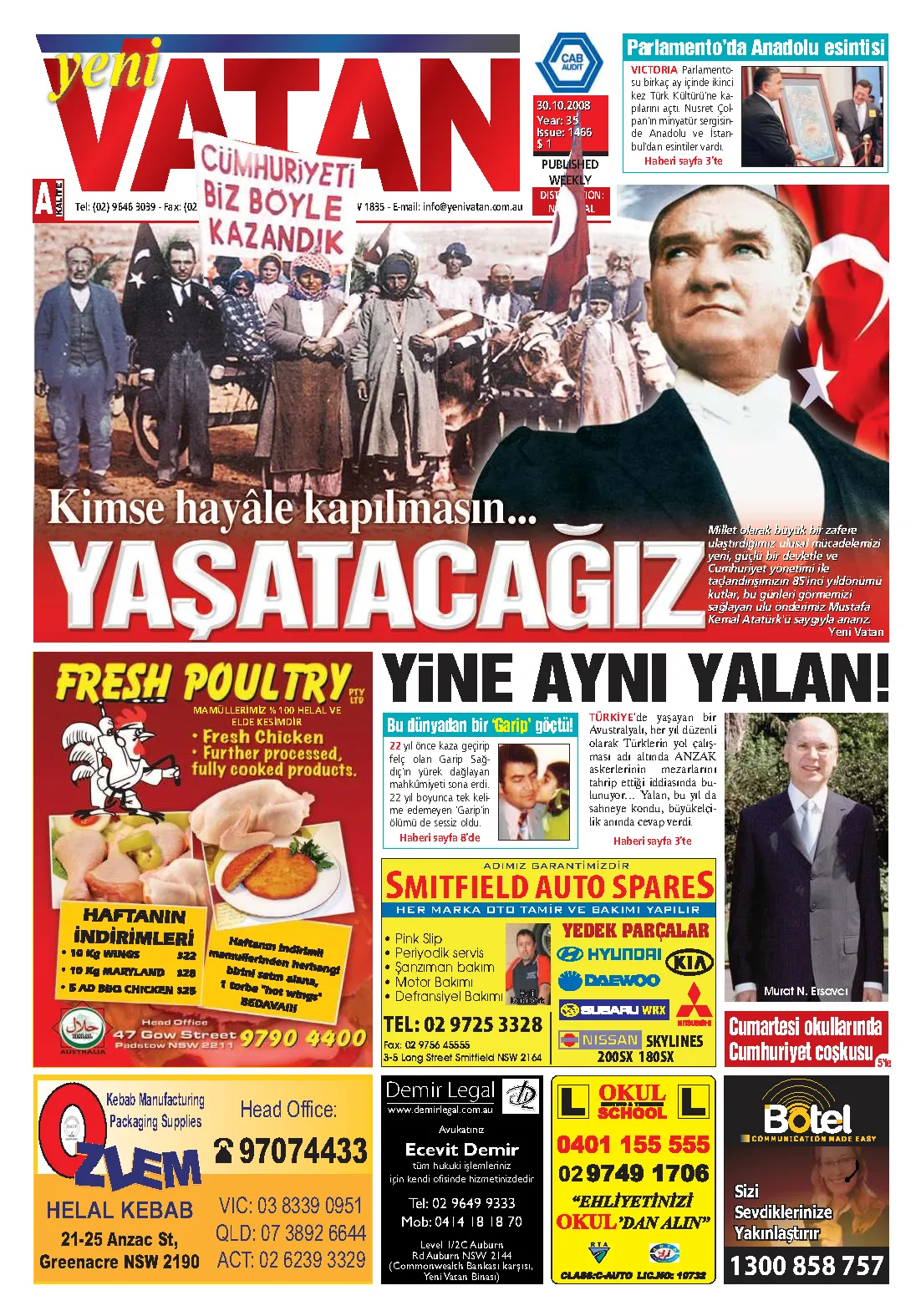 Yeni Vatan – 30 Ekim 2008 – Sayı 1466