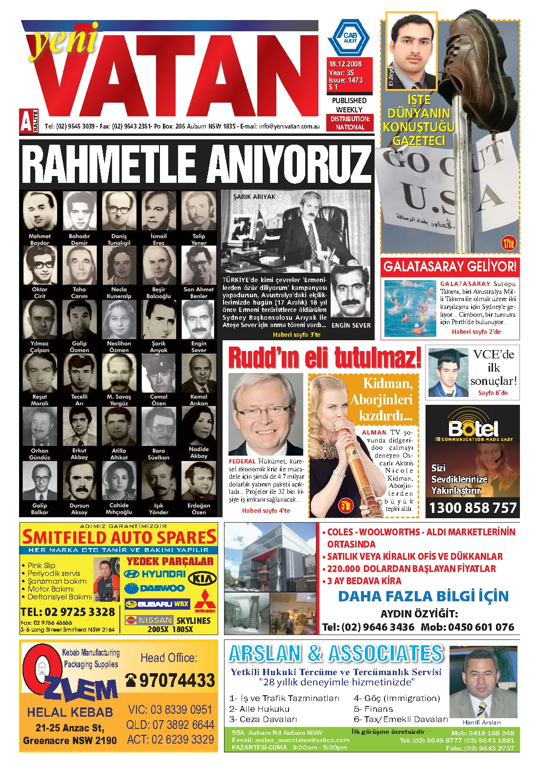 Yeni Vatan – 18 Aralık 2008 – Sayı 1473