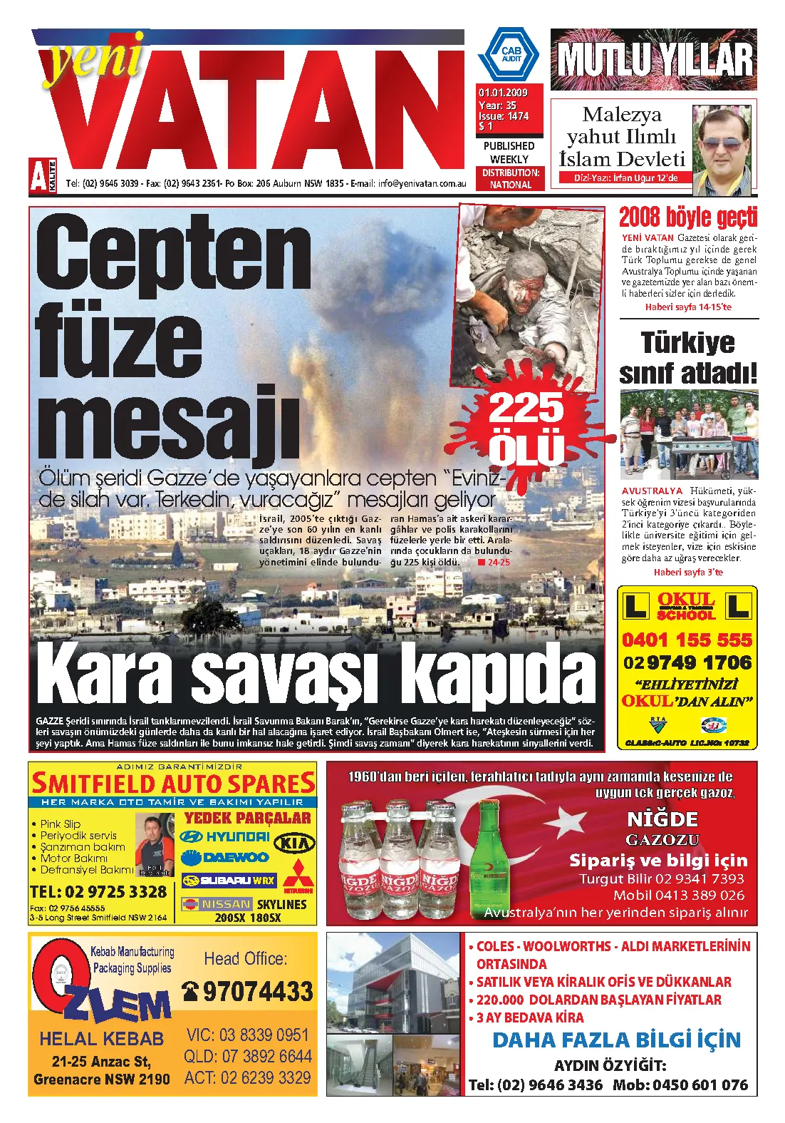 Yeni Vatan – 1 Ocak 2009 – Sayı 1474