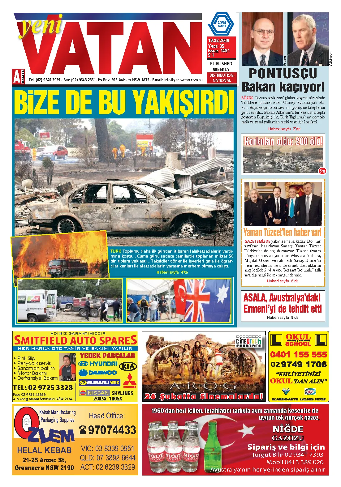 Yeni Vatan – 19 Şubat 2009 – Sayı 1481