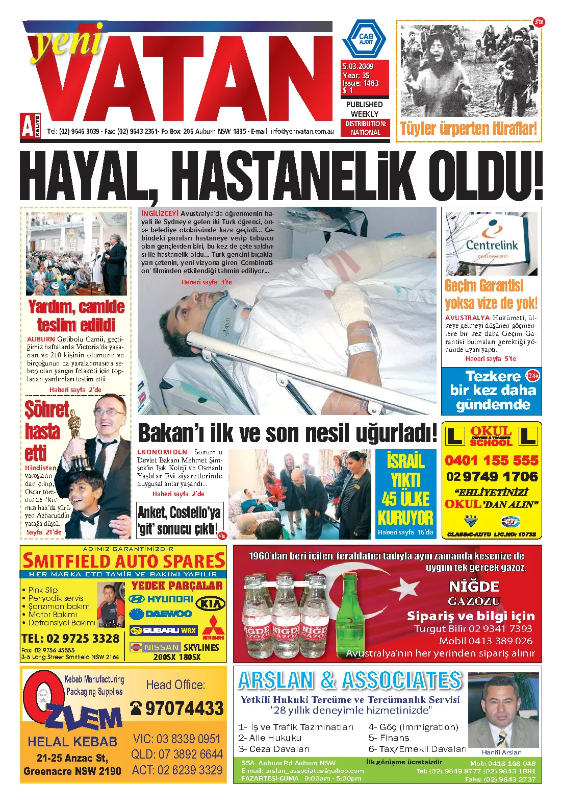 Yeni Vatan – 5 Mart 2009 – Sayı 1483
