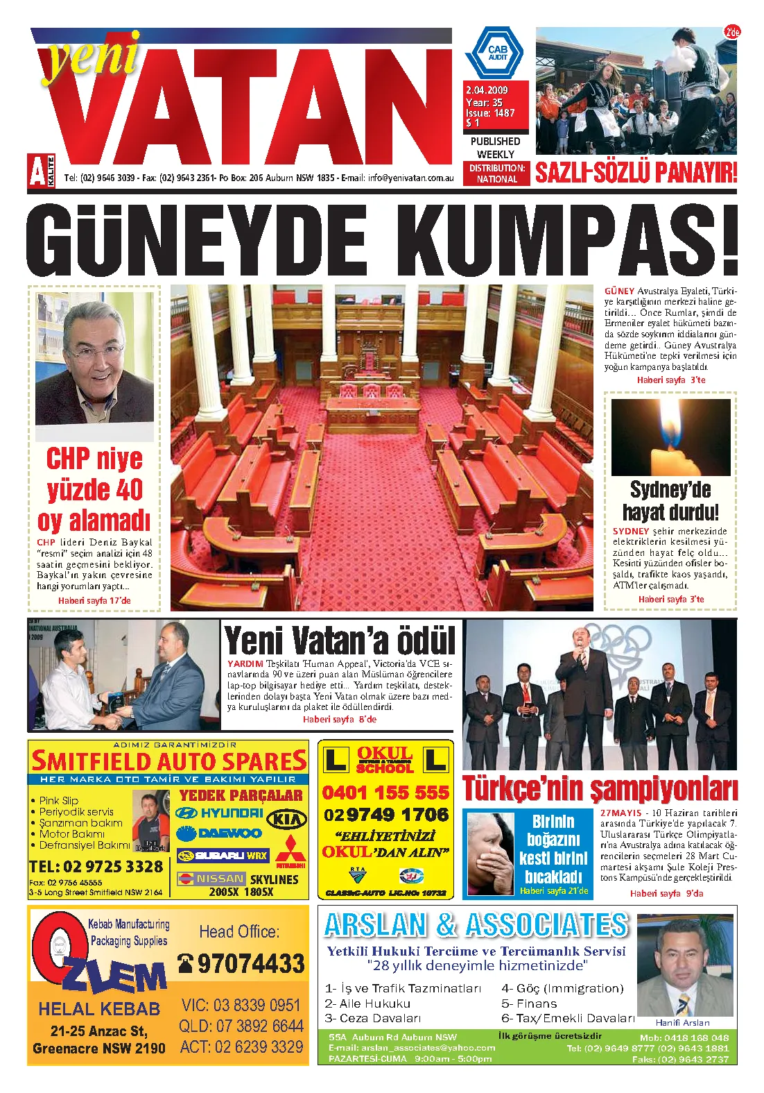 Yeni Vatan – 2 Nisan 2009 – Sayı 1487