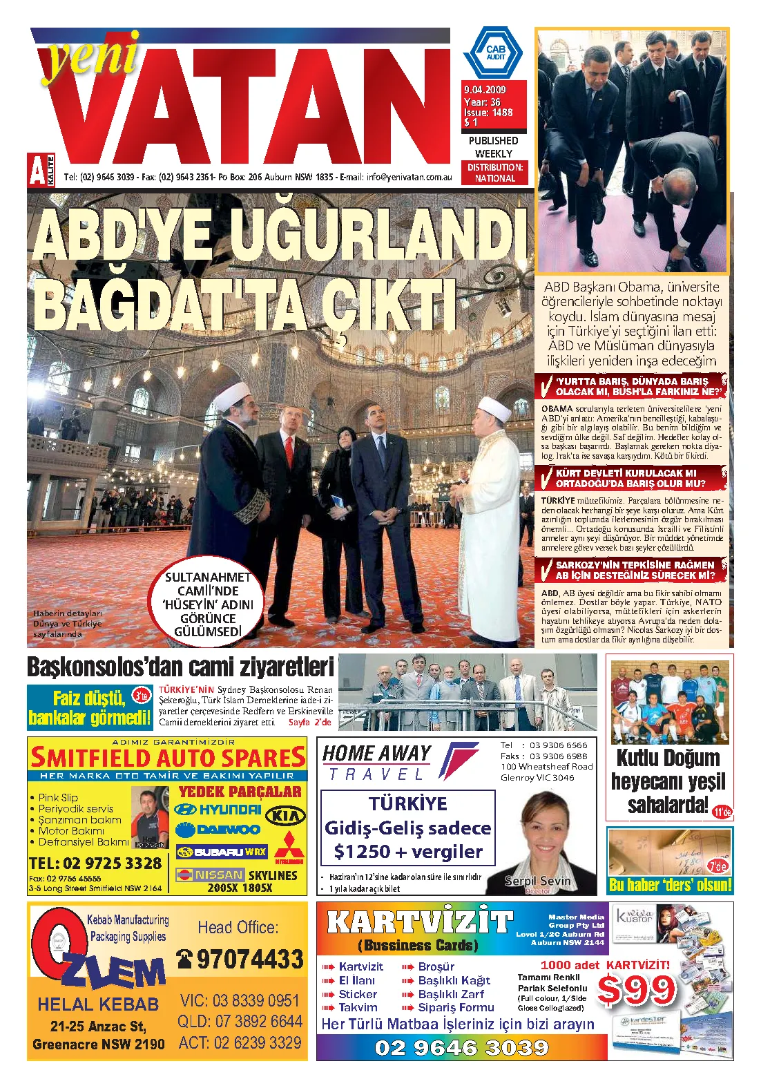 Yeni Vatan – 9 Nisan 2009 – Sayı 1488