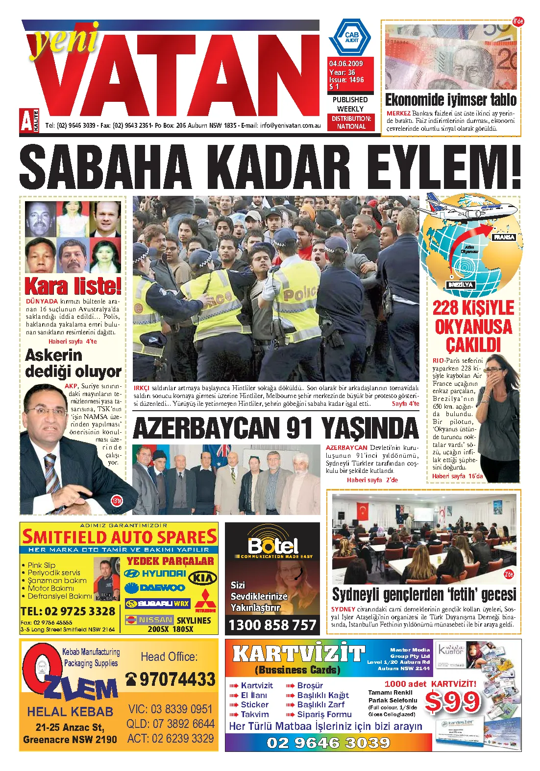 Yeni Vatan – 4 Haziran 2009 – Sayı 1496