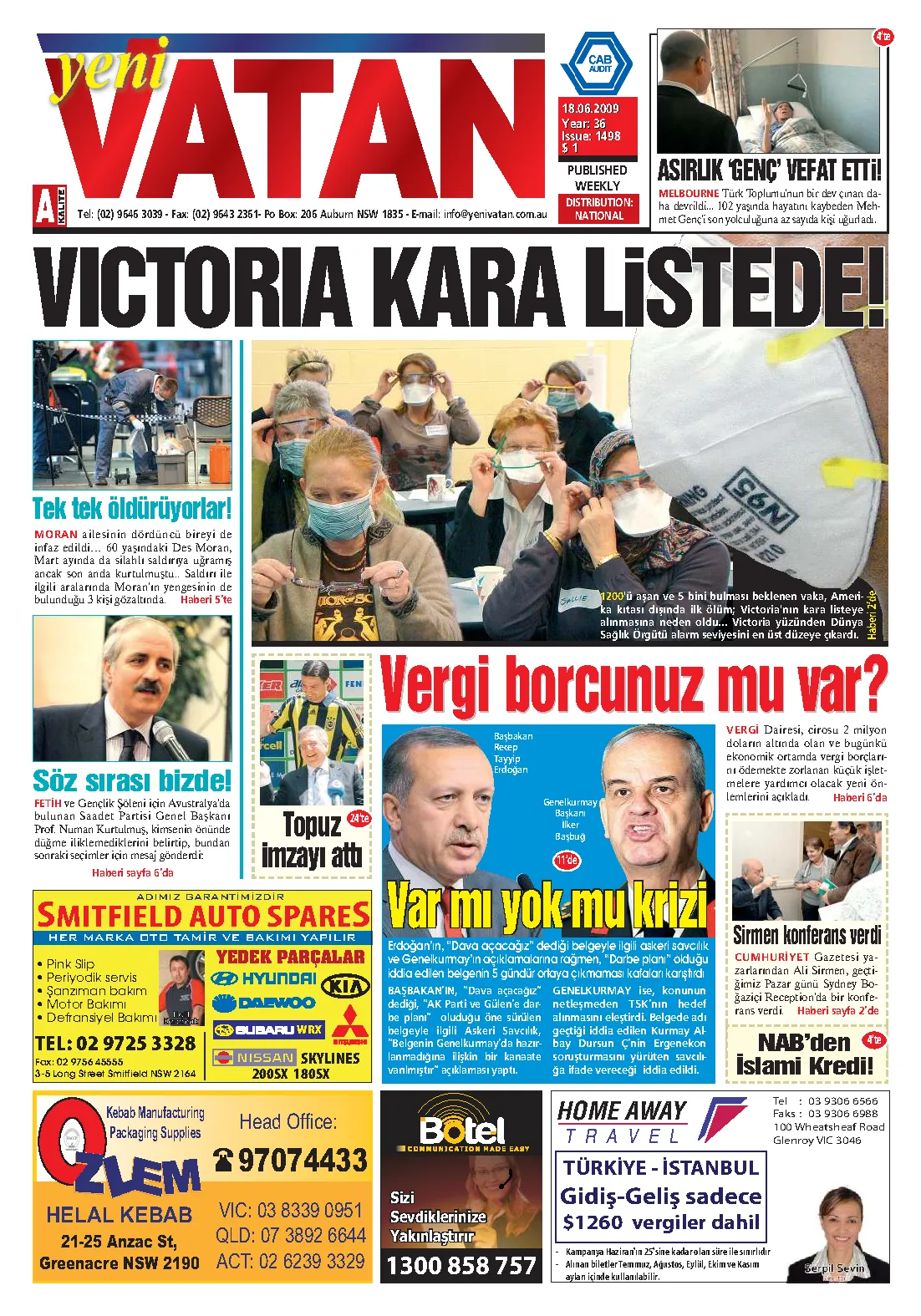 Yeni Vatan – 18 Haziran 2009 – Sayı 1498